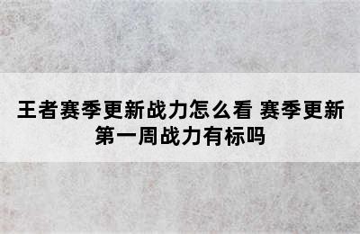 王者赛季更新战力怎么看 赛季更新第一周战力有标吗